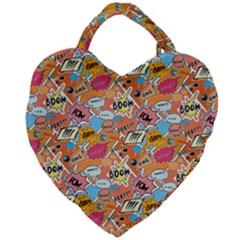 Pop Culture Abstract Pattern Giant Heart Shaped Tote