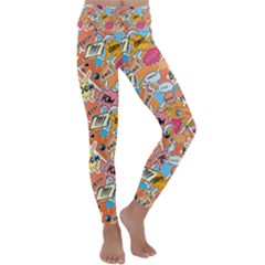 Pop Culture Abstract Pattern Kids  Lightweight Velour Classic Yoga Leggings