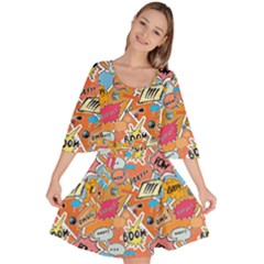 Pop Culture Abstract Pattern Velour Kimono Dress