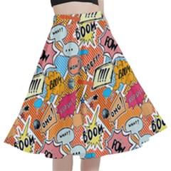 Pop Culture Abstract Pattern A-line Full Circle Midi Skirt With Pocket by designsbymallika