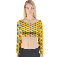 Heart Diamond Pattern Long Sleeve Crop Top