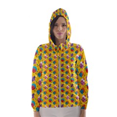 Heart Diamond Pattern Women s Hooded Windbreaker by designsbymallika