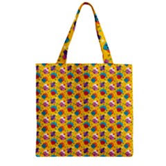 Heart Diamond Pattern Zipper Grocery Tote Bag