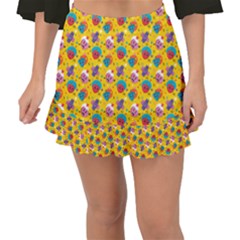 Heart Diamond Pattern Fishtail Mini Chiffon Skirt by designsbymallika