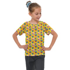 Heart Diamond Pattern Kids  Mesh Piece T-shirt