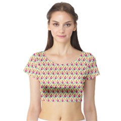 Summer Watermelon Pattern Short Sleeve Crop Top by designsbymallika