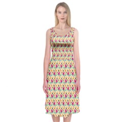 Summer Watermelon Pattern Midi Sleeveless Dress