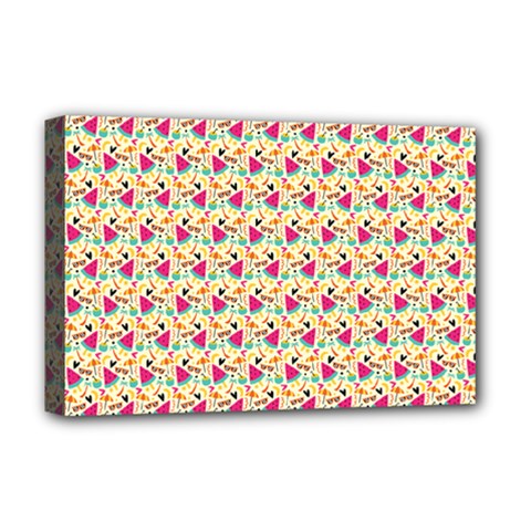 Summer Watermelon Pattern Deluxe Canvas 18  X 12  (stretched)