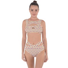 Summer Watermelon Pattern Bandaged Up Bikini Set 