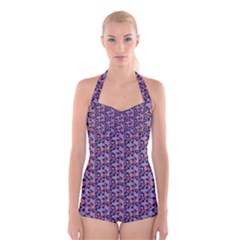 Trippy Cool Pattern Boyleg Halter Swimsuit 