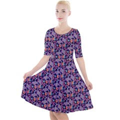 Trippy Cool Pattern Quarter Sleeve A-Line Dress