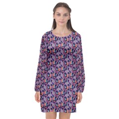 Trippy Cool Pattern Long Sleeve Chiffon Shift Dress 