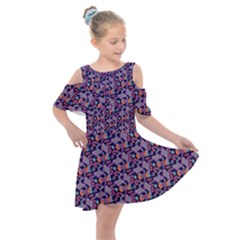 Trippy Cool Pattern Kids  Shoulder Cutout Chiffon Dress