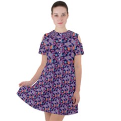 Trippy Cool Pattern Short Sleeve Shoulder Cut Out Dress  by designsbymallika