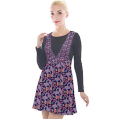 Trippy Cool Pattern Plunge Pinafore Velour Dress by designsbymallika