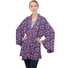 Trippy Cool Pattern Long Sleeve Velvet Kimono 