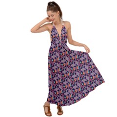 Trippy Cool Pattern Backless Maxi Beach Dress