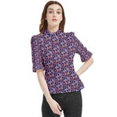 Trippy Cool Pattern Frill Neck Blouse