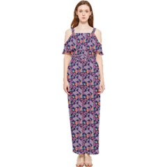 Trippy Cool Pattern Draped Sleeveless Chiffon Jumpsuit