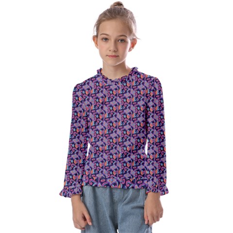 Trippy Cool Pattern Kids  Frill Detail T-shirt by designsbymallika