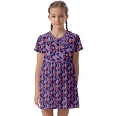 Trippy Cool Pattern Kids  Asymmetric Collar Dress