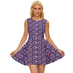 Trippy Cool Pattern Sleeveless Button Up Dress