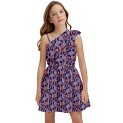 Trippy Cool Pattern Kids  One Shoulder Party Dress