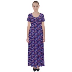 Trippy Cool Pattern High Waist Short Sleeve Maxi Dress