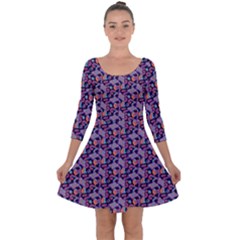 Trippy Cool Pattern Quarter Sleeve Skater Dress