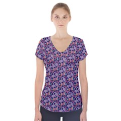 Trippy Cool Pattern Short Sleeve Front Detail Top