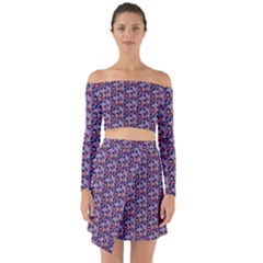 Trippy Cool Pattern Off Shoulder Top With Skirt Set