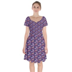 Trippy Cool Pattern Short Sleeve Bardot Dress