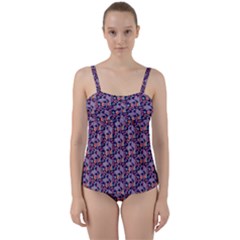 Trippy Cool Pattern Twist Front Tankini Set by designsbymallika