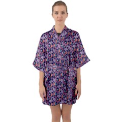 Trippy Cool Pattern Half Sleeve Satin Kimono 