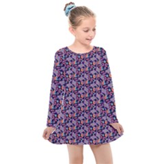 Trippy Cool Pattern Kids  Long Sleeve Dress