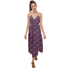 Trippy Cool Pattern Halter Tie Back Dress 