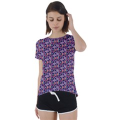 Trippy Cool Pattern Short Sleeve Open Back T-shirt by designsbymallika