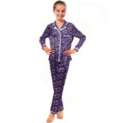 Trippy Cool Pattern Kids  Satin Long Sleeve Pajamas Set by designsbymallika