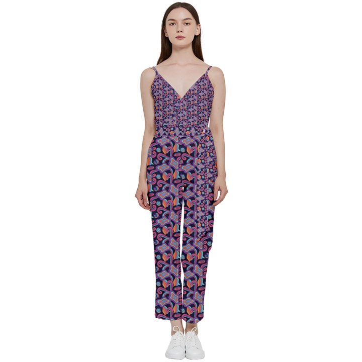 Trippy Cool Pattern V-Neck Camisole Jumpsuit