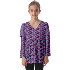 Trippy Cool Pattern Kids  V Neck Casual Top