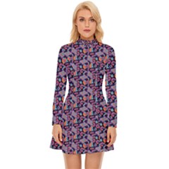 Trippy Cool Pattern Long Sleeve Velour Longline Dress