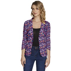 Trippy Cool Pattern Women s One-button 3/4 Sleeve Short Jacket