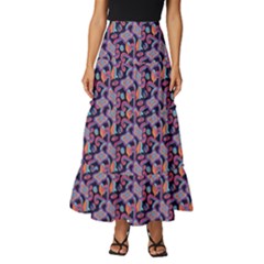 Trippy Cool Pattern Tiered Ruffle Maxi Skirt
