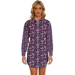 Trippy Cool Pattern Womens Long Sleeve Shirt Dress