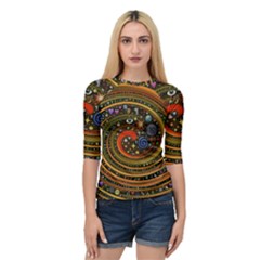 Swirl Vortex Emoji Cyclone Motion Art Quarter Sleeve Raglan T-shirt