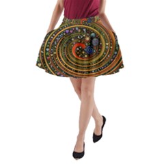 Swirl Vortex Emoji Cyclone Motion Art A-line Pocket Skirt