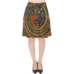 Swirl Vortex Emoji Cyclone Motion Art Velvet High Waist Skirt by Paksenen