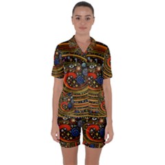 Swirl Vortex Emoji Cyclone Motion Art Satin Short Sleeve Pajamas Set by Paksenen