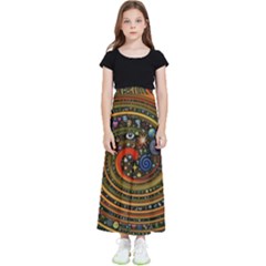 Swirl Vortex Emoji Cyclone Motion Art Kids  Flared Maxi Skirt by Paksenen