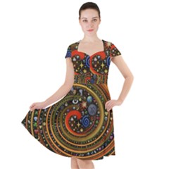 Swirl Vortex Emoji Cyclone Motion Art Cap Sleeve Midi Dress